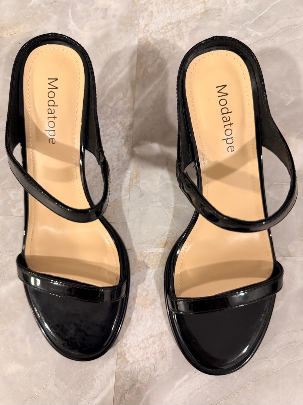 Modatope Black Patent Slingback Heels